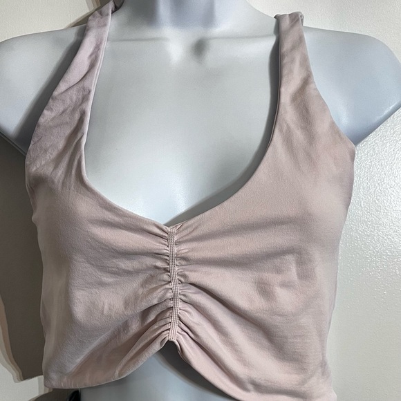 Garage Pink Deep V Neck Ruched Bralette Crop Tank size Small - Picture 2 of 6